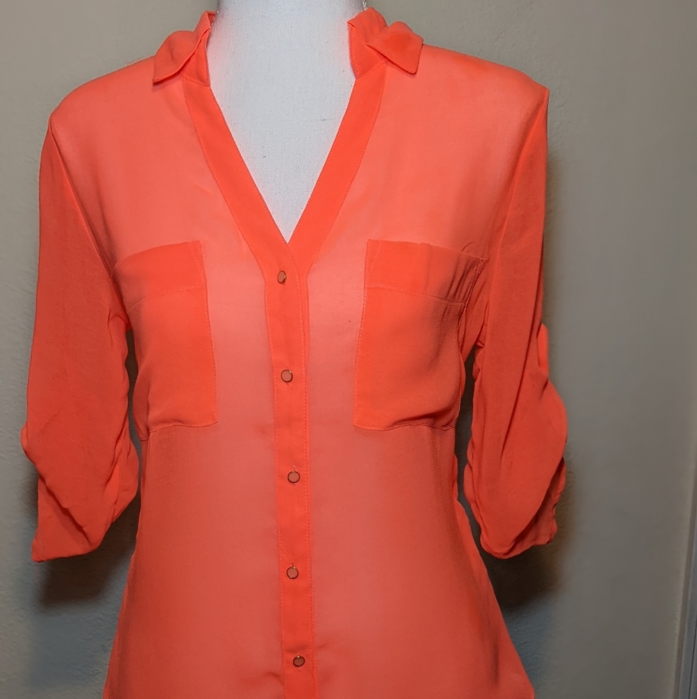 Dynamite Neon Orange 3/4 sleeve blouse